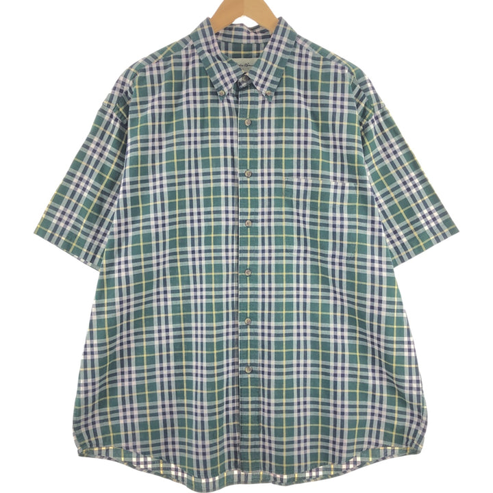 Eddie Bauer Long Sleeve Button-Down Check Shirt, Men's XL cotton green type Vintage Second Hand