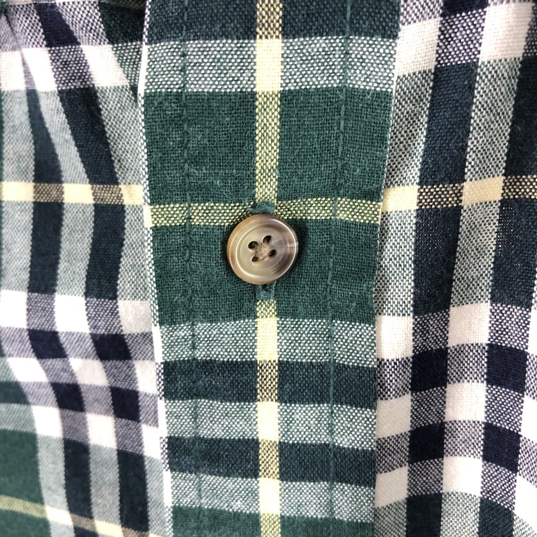 Eddie Bauer Long Sleeve Button-Down Check Shirt, Men's XL cotton green type Vintage Second Hand