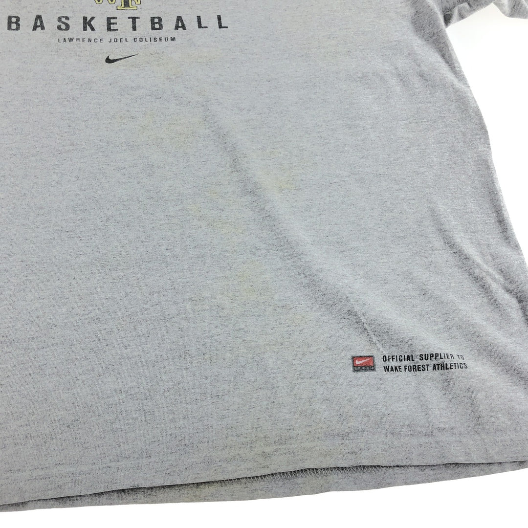 ~00'S Nike College T-shirt Men's XXL size cotton gray type Vintage Second Hand