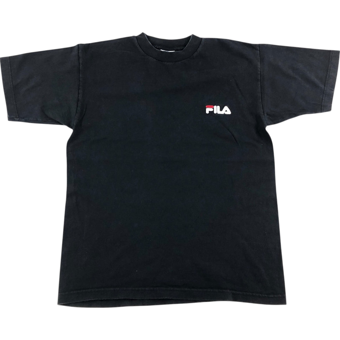 90'S FILA logo T-shirt, made in USA, men's size M, vintage cotton black type Vintage Second Hand