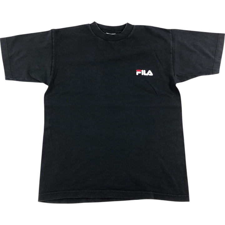 90'S FILA logo T-shirt, made in USA, men's size M, vintage cotton black type Vintage Second Hand