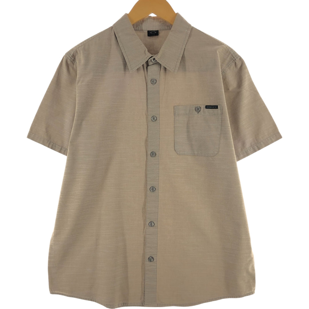 00'S ~ Oakley OAKLEY Short Sleeve Box Shirt Men's L Size Box Shirt cotton brown type Vintage Second Hand
