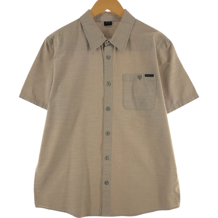 00'S ~ Oakley OAKLEY Short Sleeve Box Shirt Men's L Size Box Shirt cotton brown type Vintage Second Hand