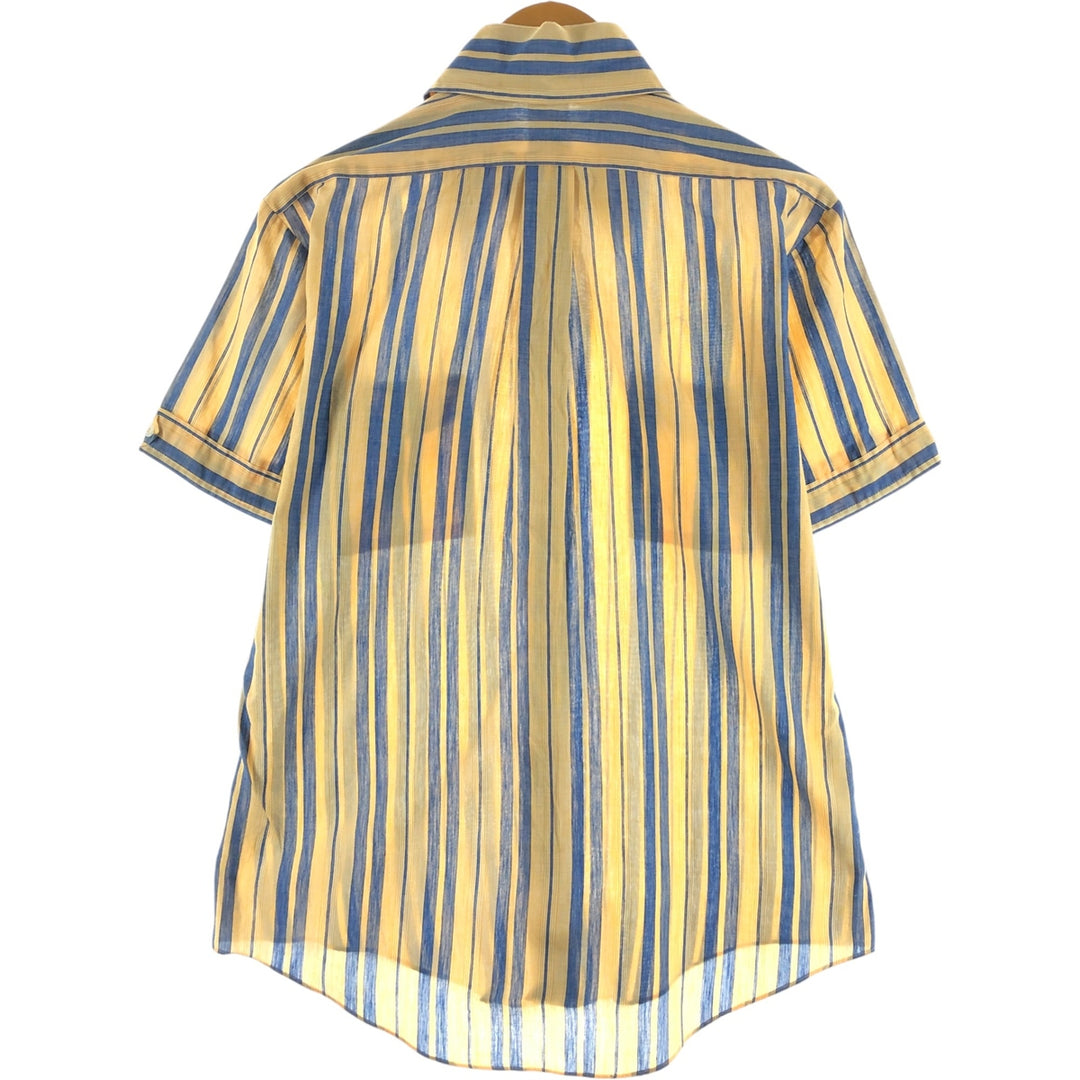 Multi-stripe short sleeve striped shirt, men's size M cotton yellow type Vintage Second Hand