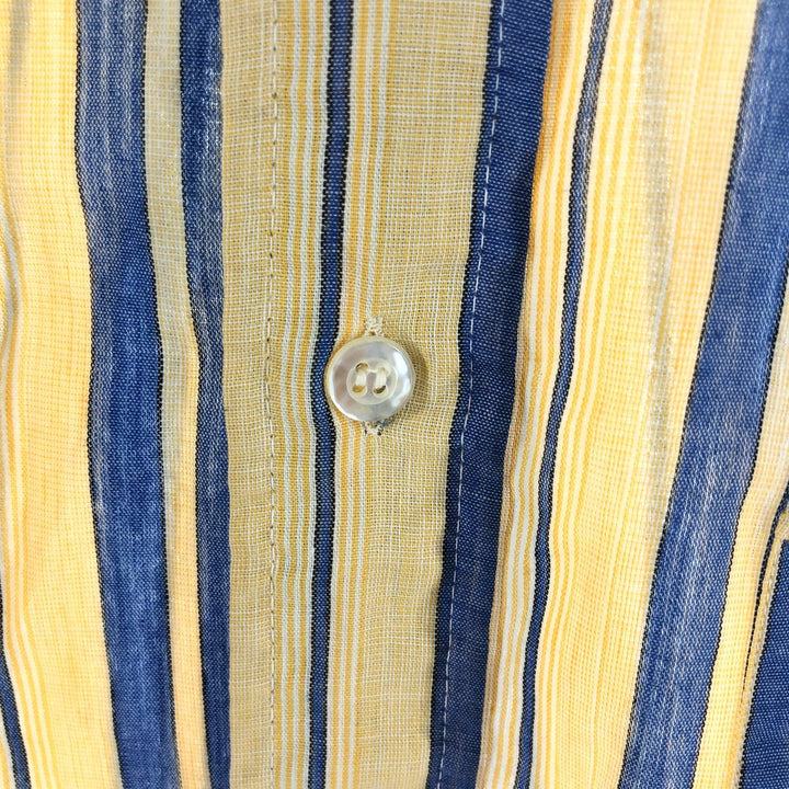 Multi-stripe short sleeve striped shirt, men's size M cotton yellow type Vintage Second Hand