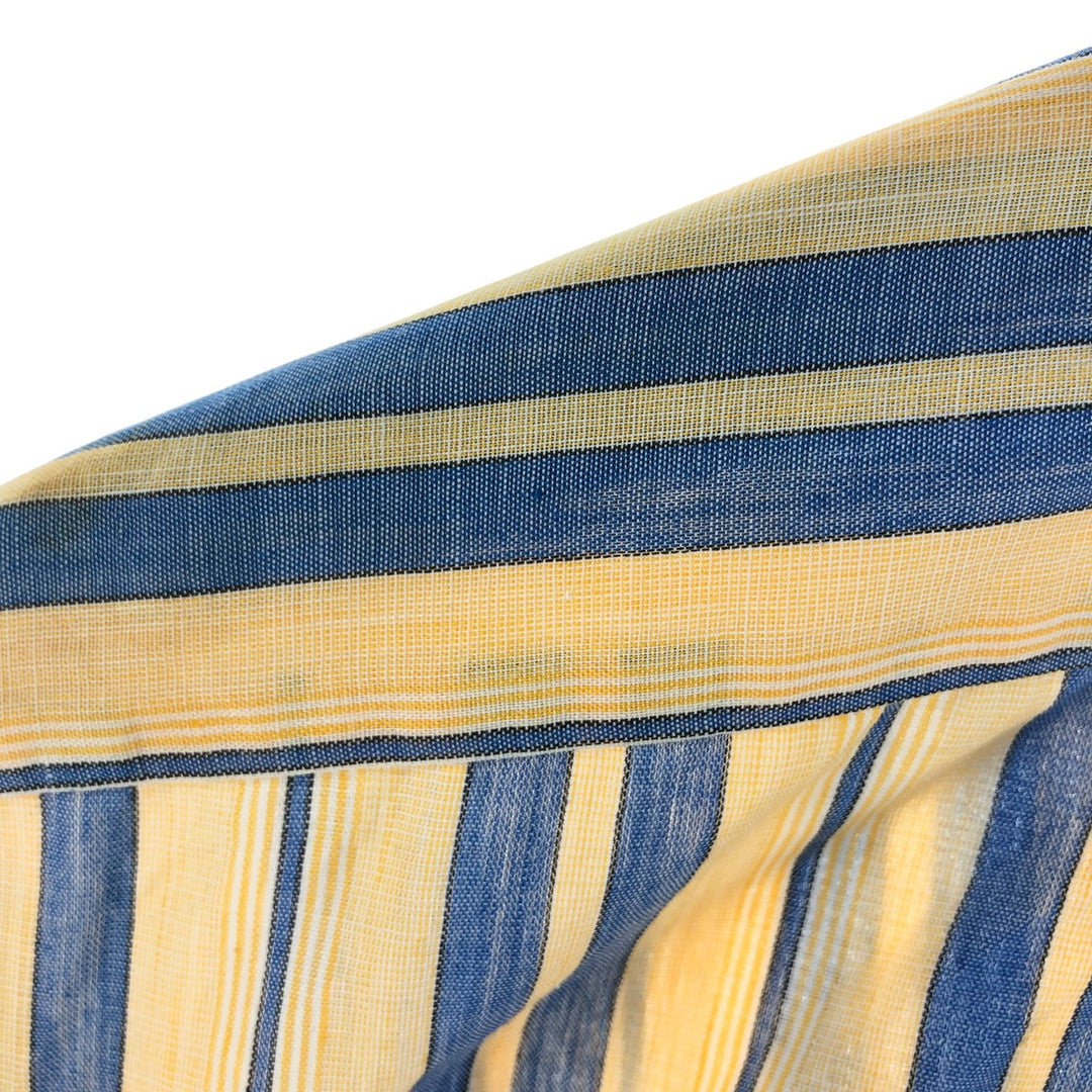 Multi-stripe short sleeve striped shirt, men's size M cotton yellow type Vintage Second Hand