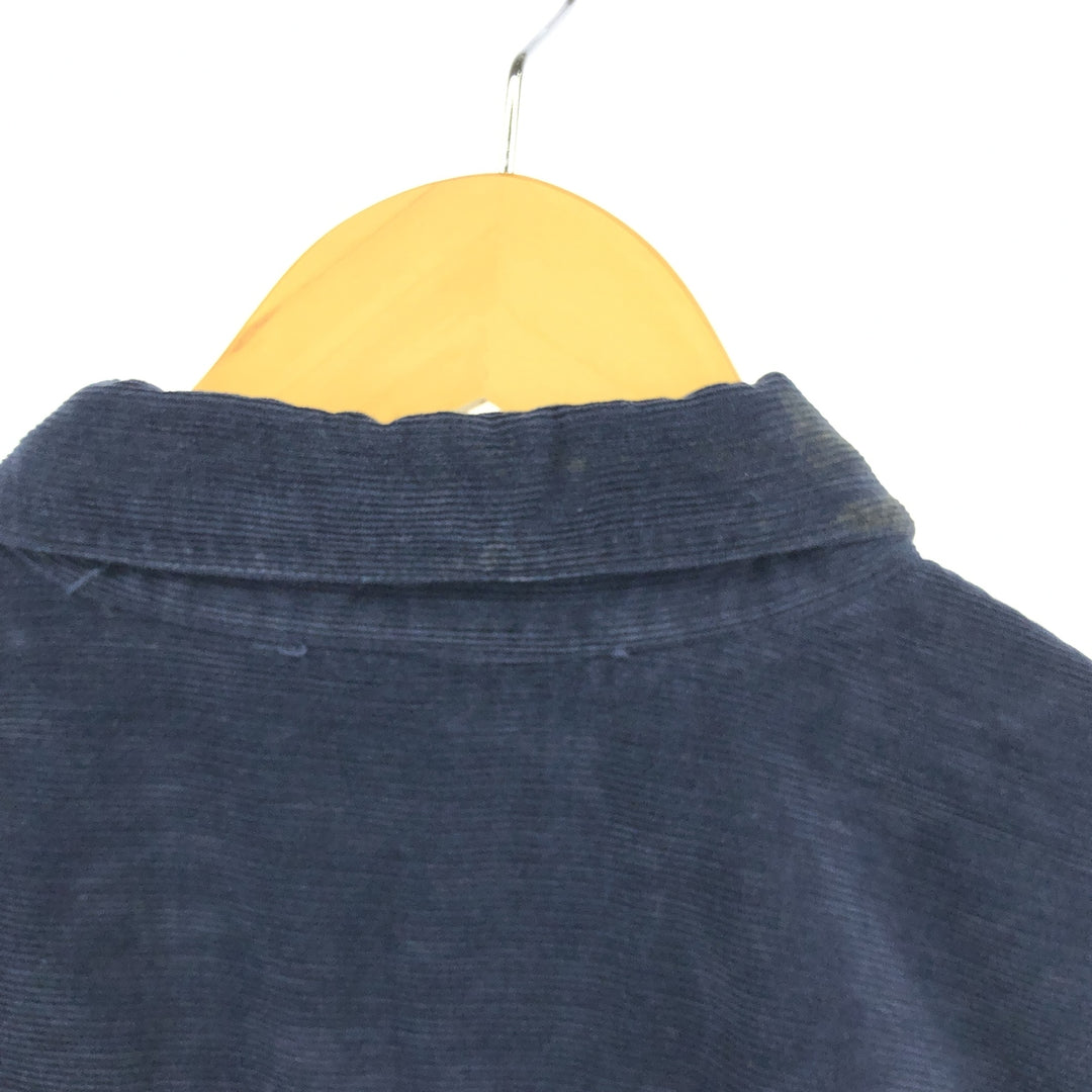 90'S LLBean Long Sleeve Button Down Corduroy Shirt Men's Size L cotton navy blue type Vintage Second Hand