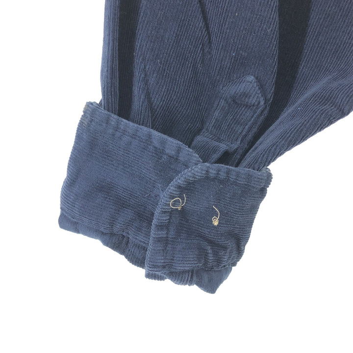90'S LLBean Long Sleeve Button Down Corduroy Shirt Men's Size L cotton navy blue type Vintage Second Hand