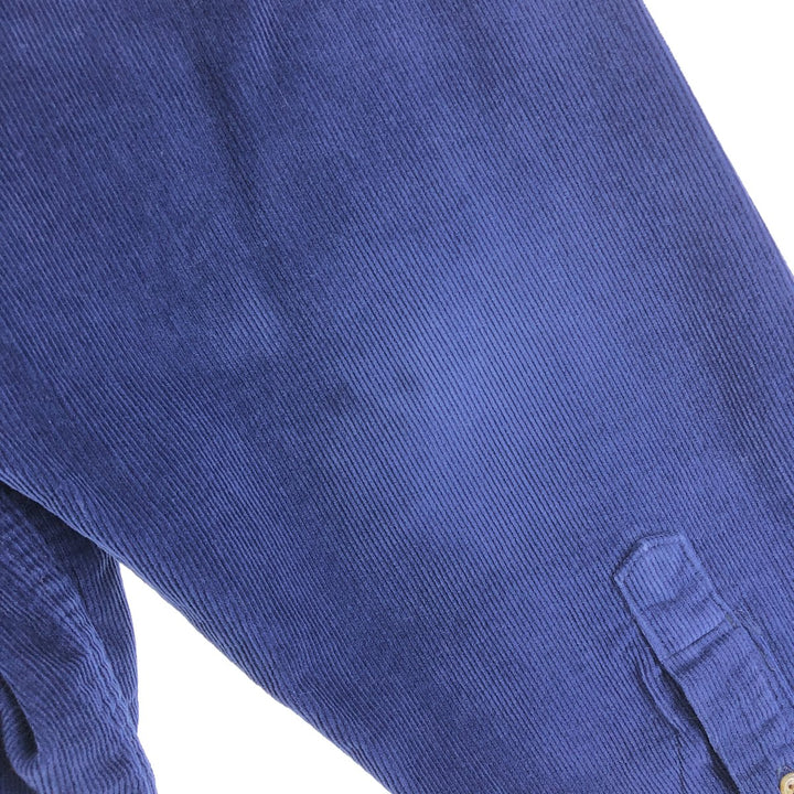 00'S Eddie Bauer long sleeve button down corduroy shirt, men's size L cotton Navy blue Vintage Second Hand
