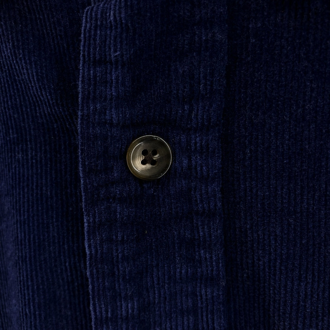 00'S Eddie Bauer Long Sleeve Button Down Corduroy Shirt Men's XL cotton Navy blue Vintage Second Hand