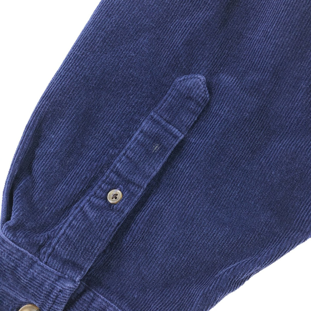 00'S Eddie Bauer Long Sleeve Button Down Corduroy Shirt Men's XL cotton Navy blue Vintage Second Hand