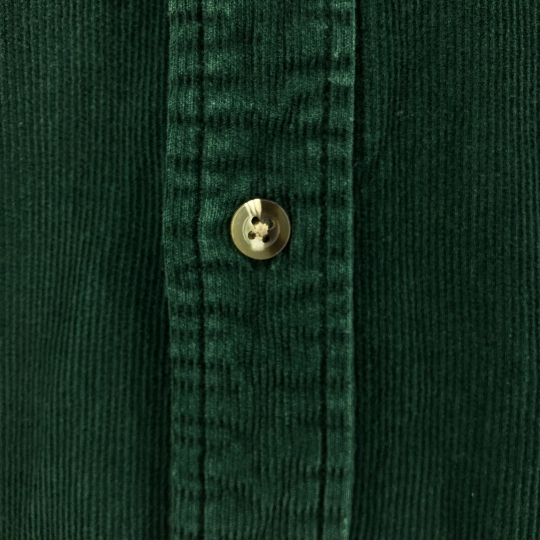 00'S Eddie Bauer long sleeve button down corduroy shirt, men's size L cotton green type Vintage Second Hand