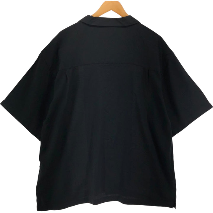 GEORGE Two-tone short sleeve open collar rayon x polyester shirt box shirt men's XL size Rayon black type Vintage Second Hand