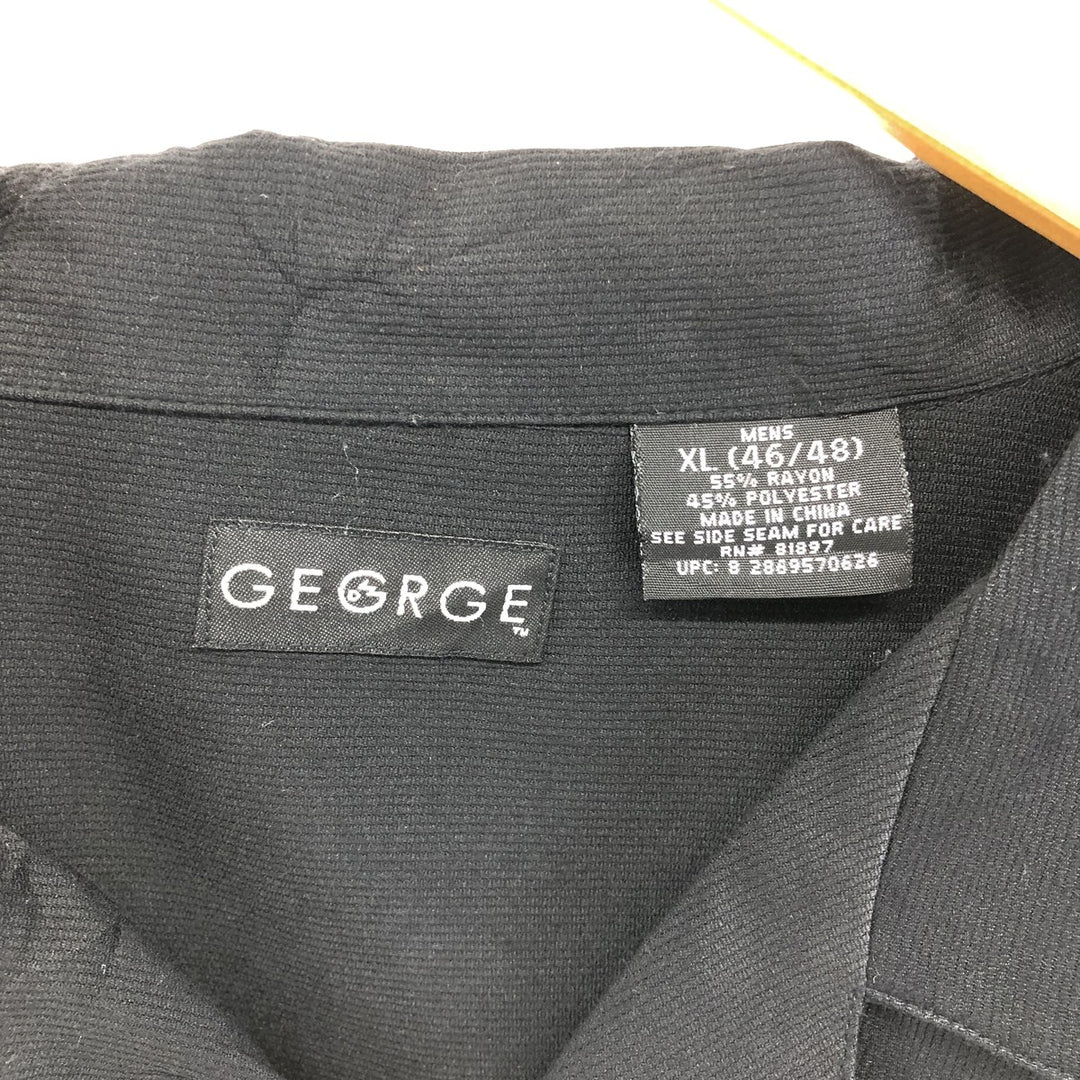 GEORGE Two-tone short sleeve open collar rayon x polyester shirt box shirt men's XL size Rayon black type Vintage Second Hand