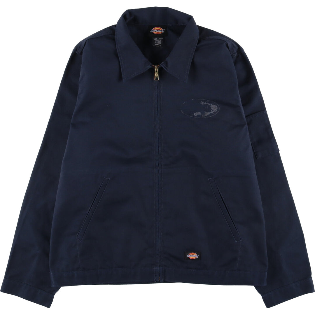 Dickies Dog Pattern Back Print Work Jacket Men's Size L polyester navy blue type Vintage Second Hand