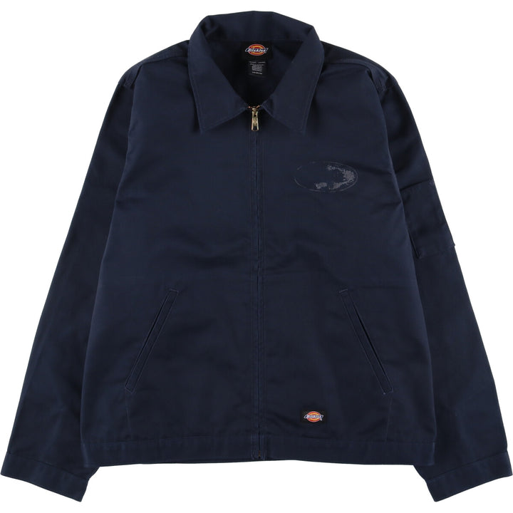 Dickies Dog Pattern Back Print Work Jacket Men's Size L polyester navy blue type Vintage Second Hand