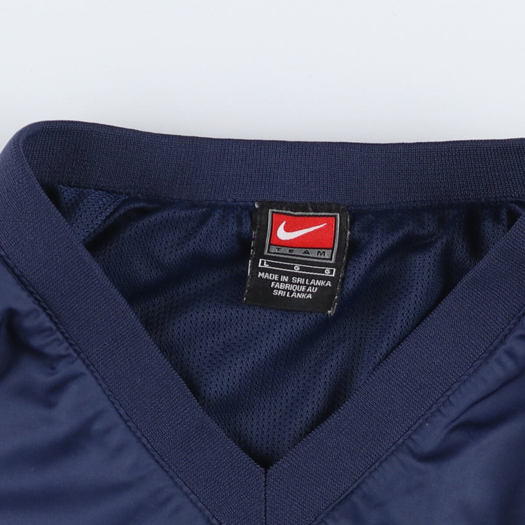 00'S Nike NIKE TEAM College V-neck warm-up pullover, men's size L polyester navy blue type Vintage Second Hand