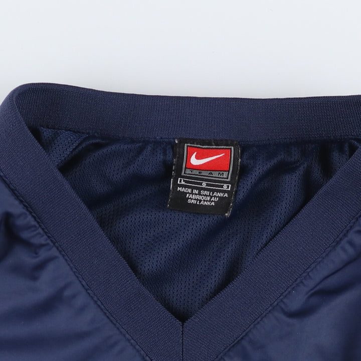 00'S Nike NIKE TEAM College V-neck warm-up pullover, men's size L polyester navy blue type Vintage Second Hand