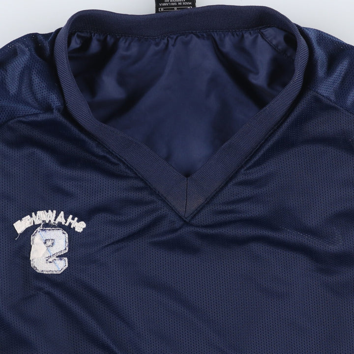 00'S Nike NIKE TEAM College V-neck warm-up pullover, men's size L polyester navy blue type Vintage Second Hand