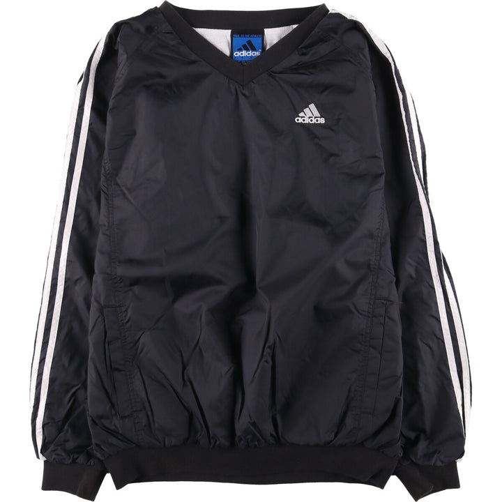 90'S Adidas Team V-neck nylon pullover, men's size M, vintage Nylon black type Vintage Second Hand