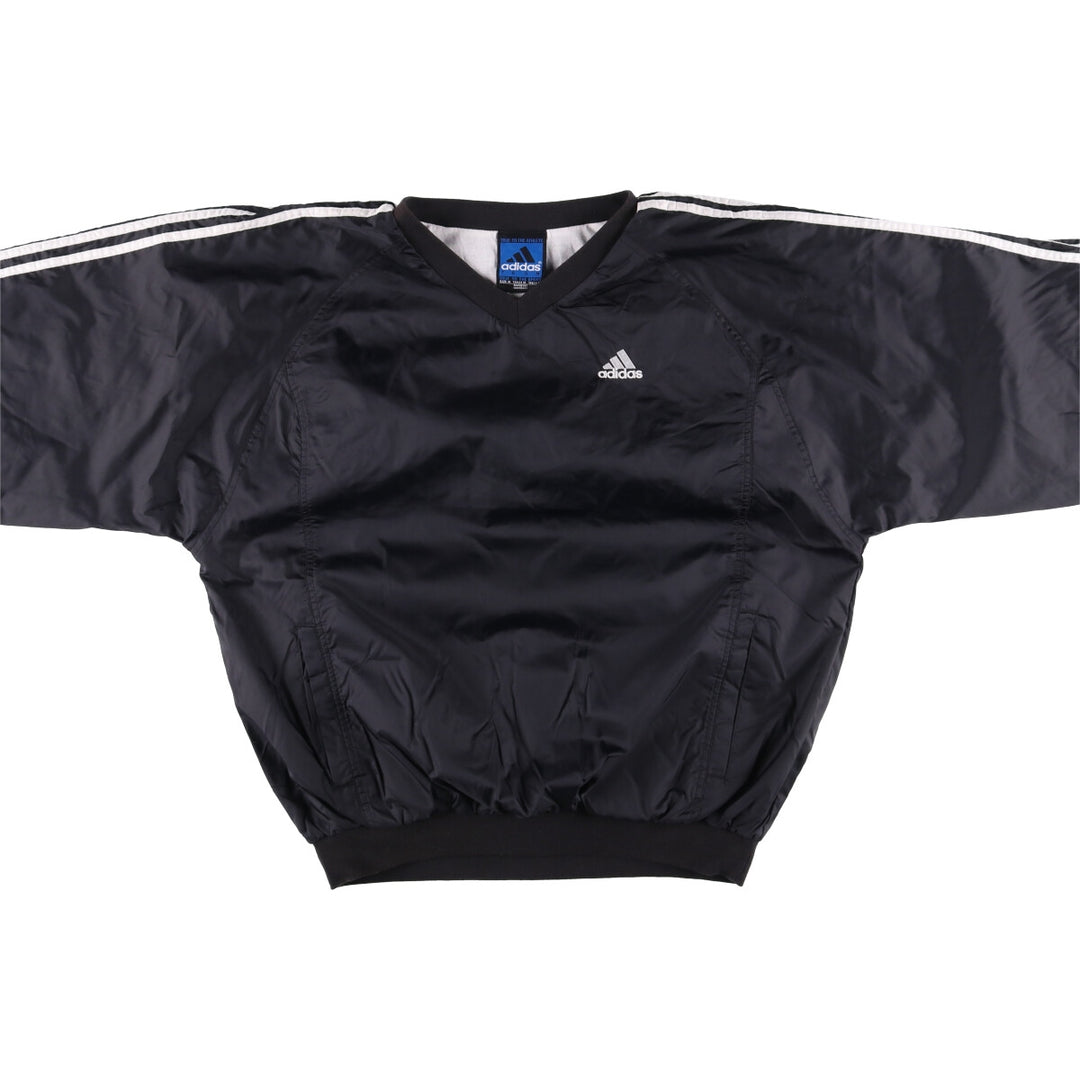 90'S Adidas Team V-neck nylon pullover, men's size M, vintage Nylon black type Vintage Second Hand