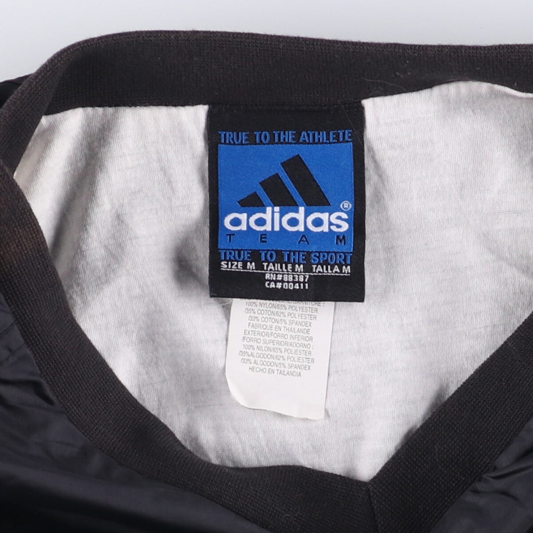 90'S Adidas Team V-neck nylon pullover, men's size M, vintage Nylon black type Vintage Second Hand