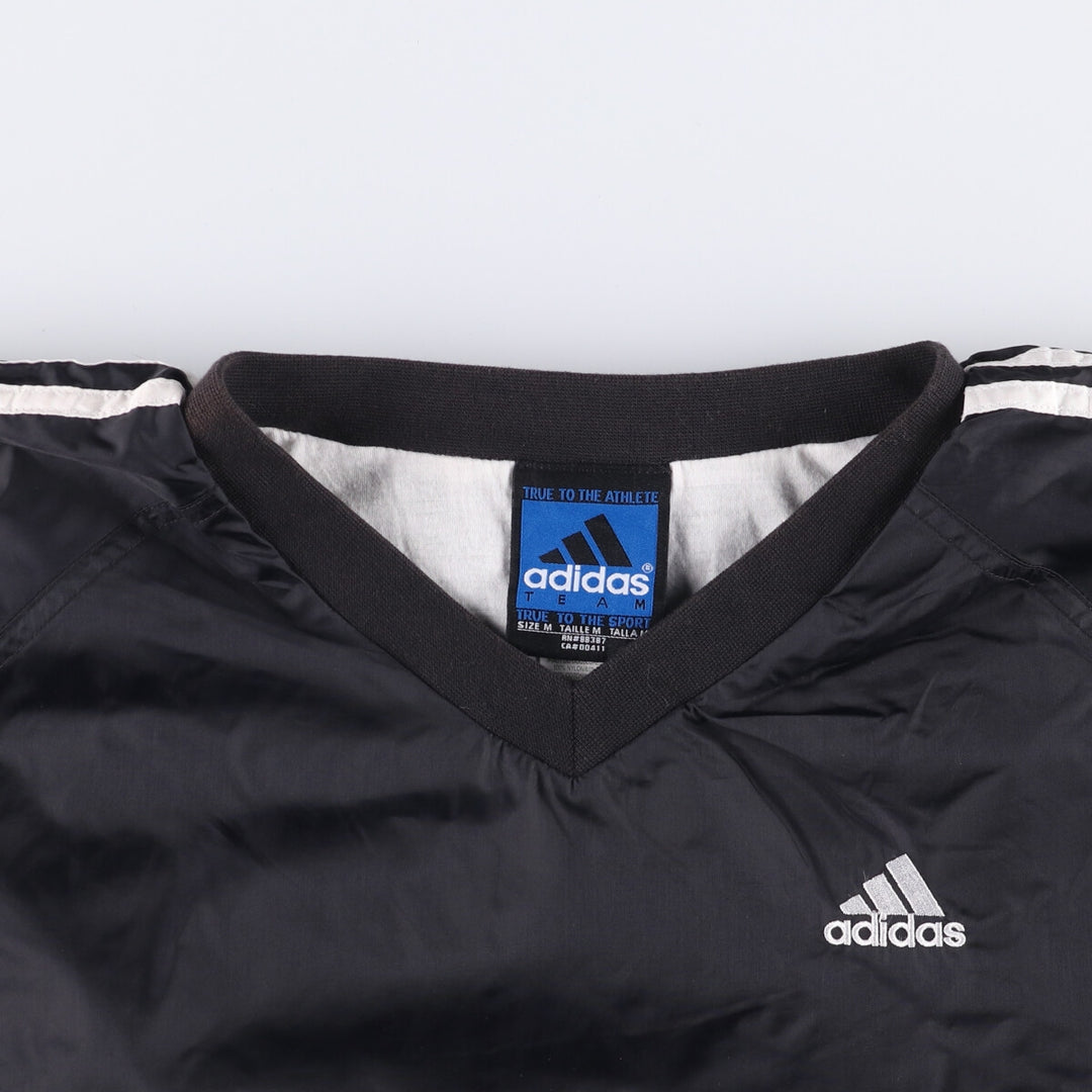 90'S Adidas Team V-neck nylon pullover, men's size M, vintage Nylon black type Vintage Second Hand