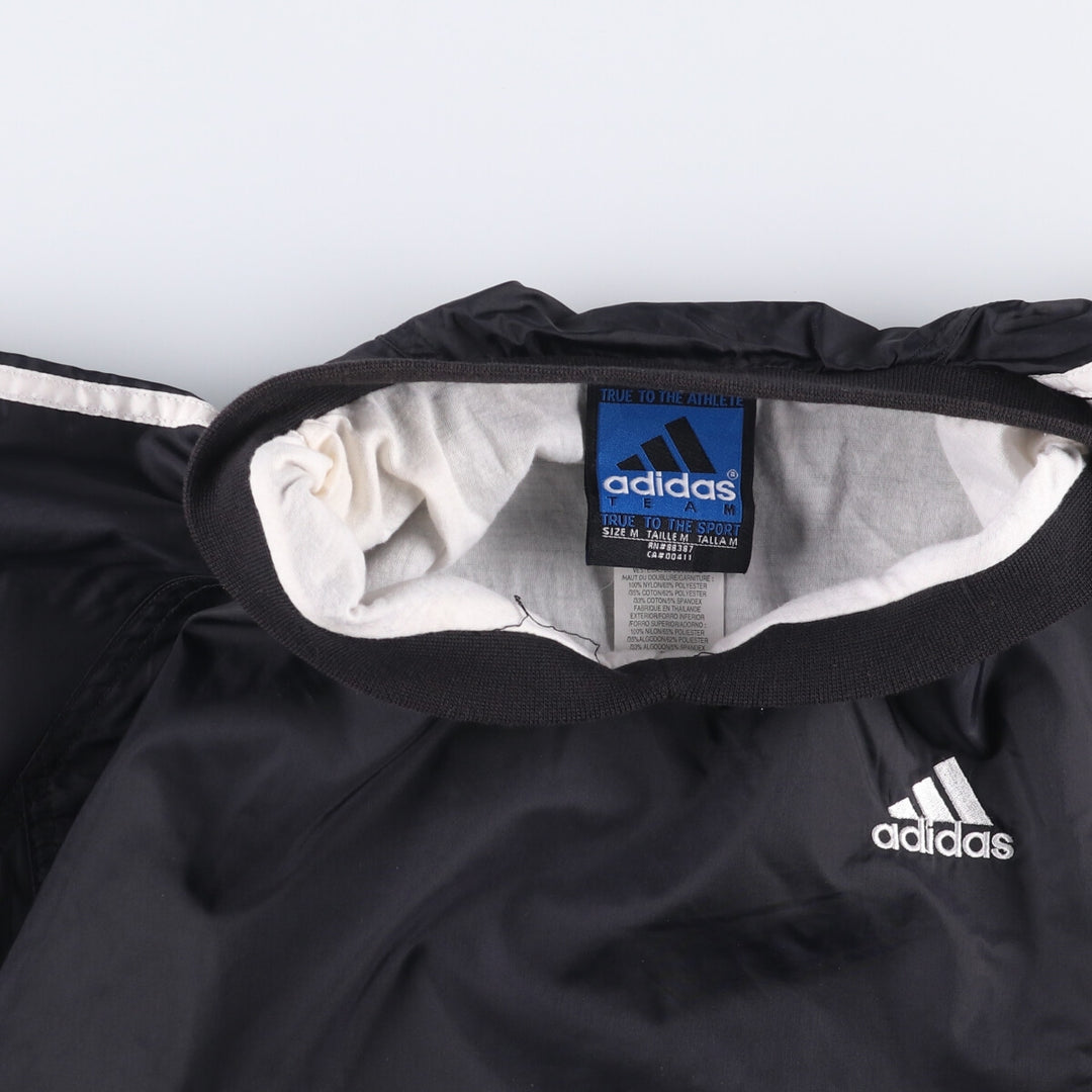 90'S Adidas Team V-neck nylon pullover, men's size M, vintage Nylon black type Vintage Second Hand