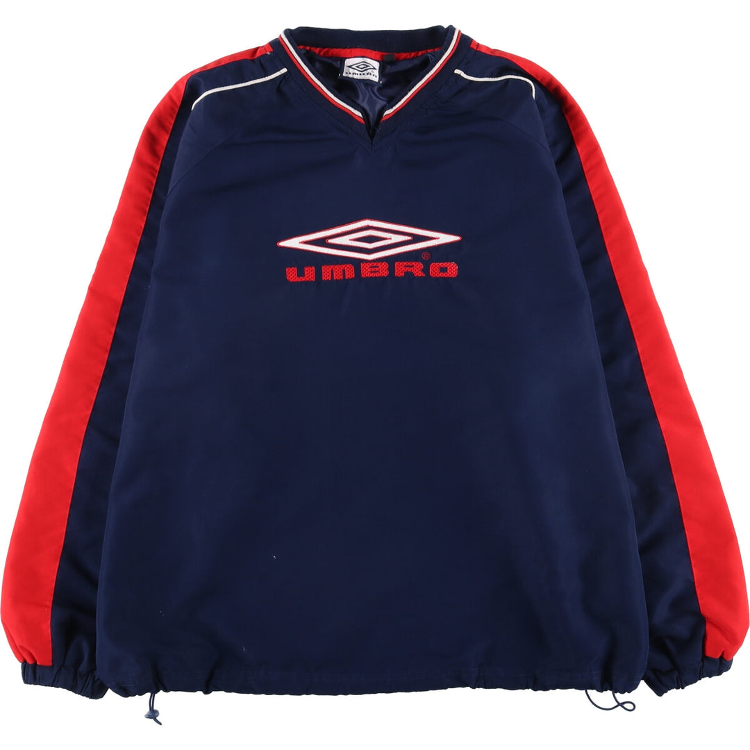 90'S UMBRO V-neck warm-up pullover, men's size M, vintage polyester navy blue type Vintage Second Hand