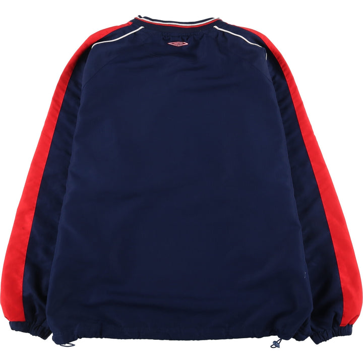 90'S UMBRO V-neck warm-up pullover, men's size M, vintage polyester navy blue type Vintage Second Hand