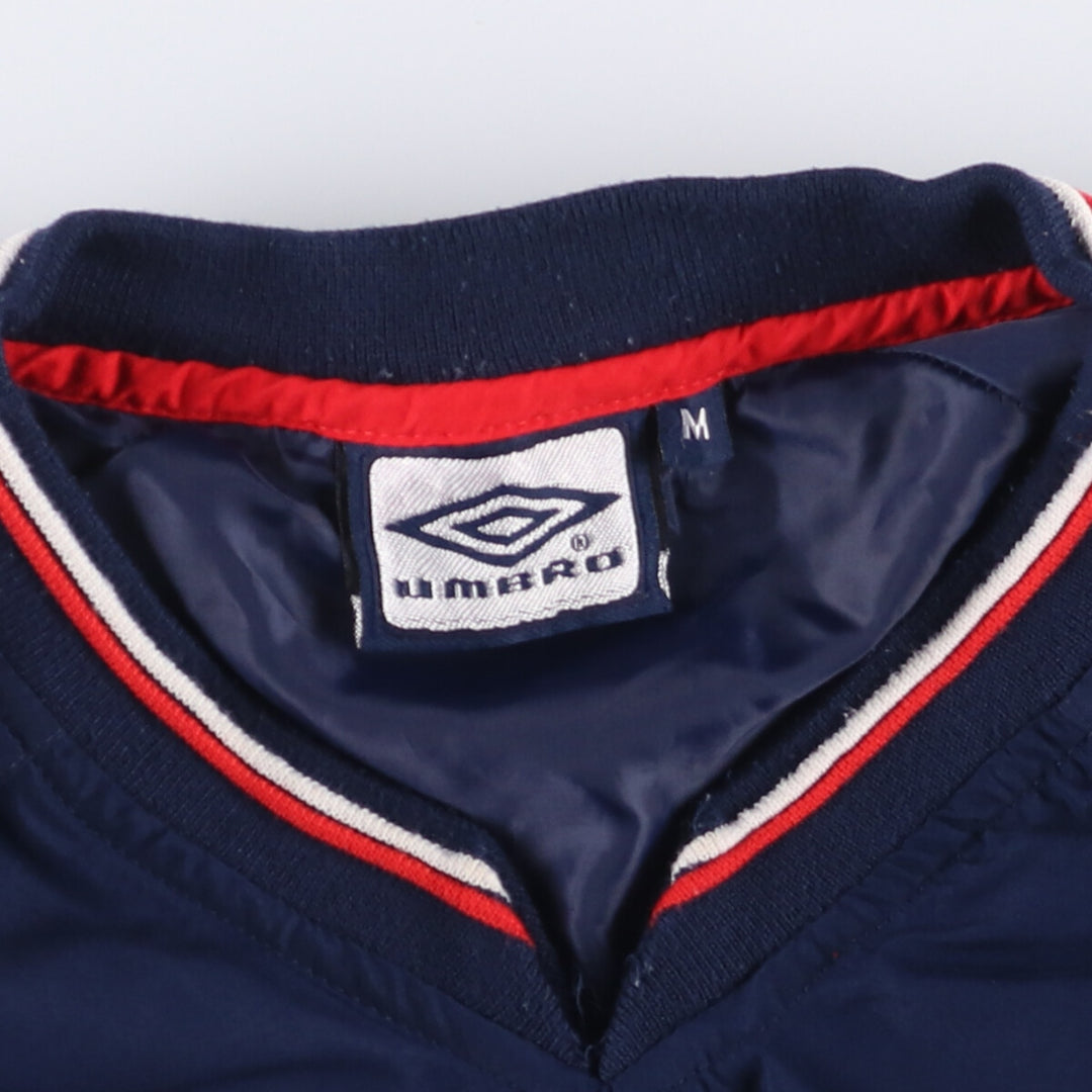 90'S UMBRO V-neck warm-up pullover, men's size M, vintage polyester navy blue type Vintage Second Hand