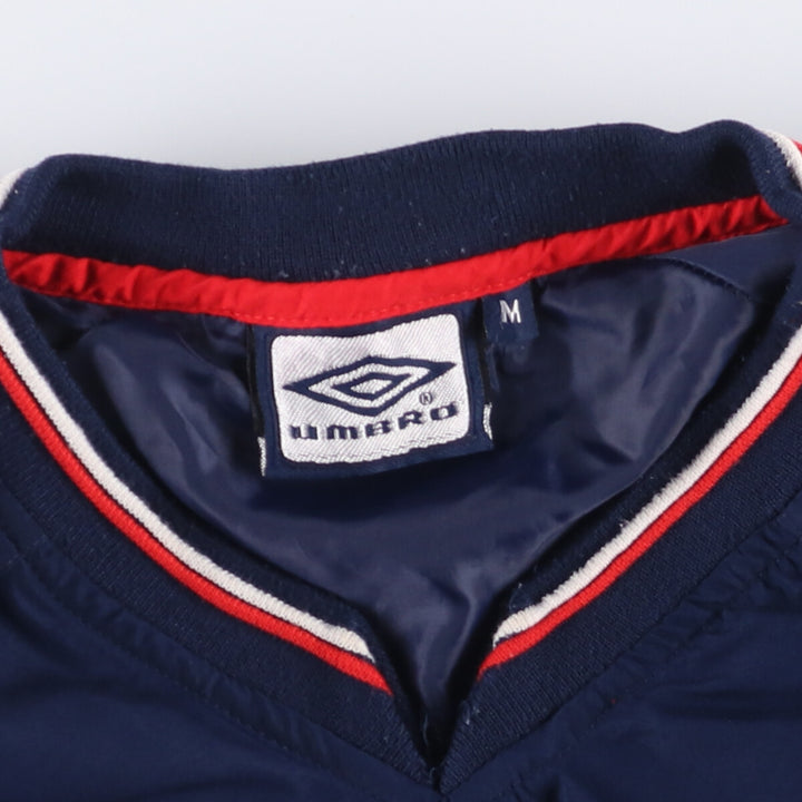 90'S UMBRO V-neck warm-up pullover, men's size M, vintage polyester navy blue type Vintage Second Hand