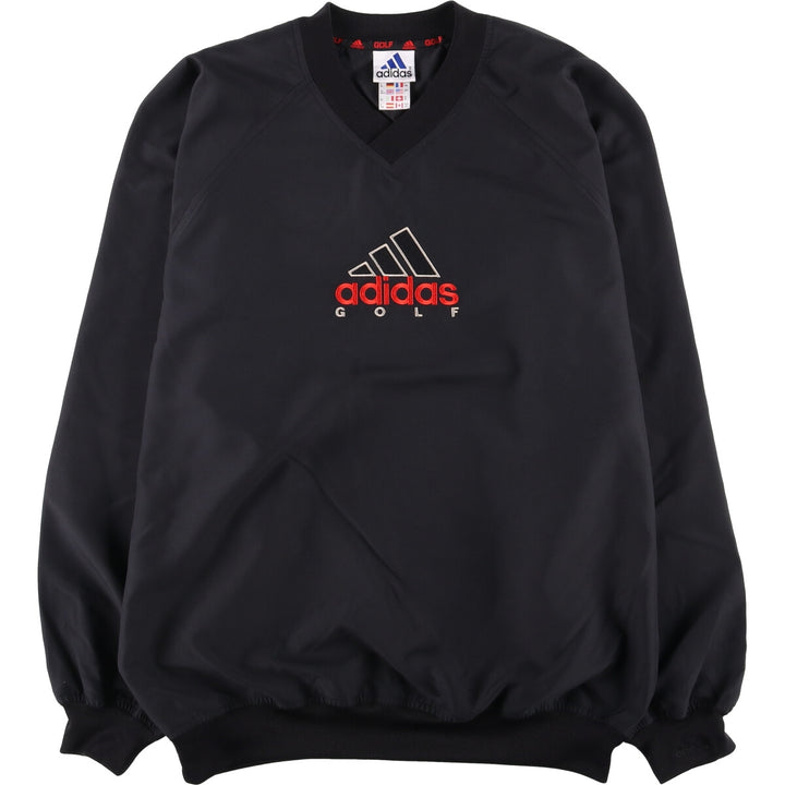 90'S Adidas Golf V-neck warm-up pullover, men's size L, vintage polyester black type Vintage Second Hand