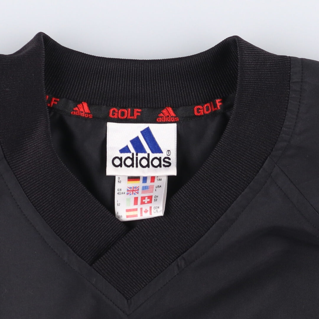 90'S Adidas Golf V-neck warm-up pullover, men's size L, vintage polyester black type Vintage Second Hand