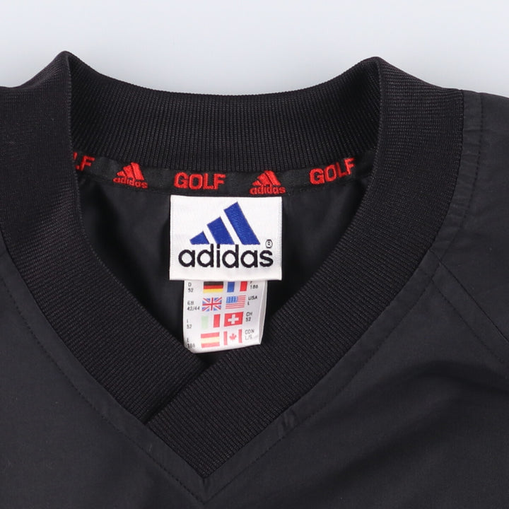 90'S Adidas Golf V-neck warm-up pullover, men's size L, vintage polyester black type Vintage Second Hand