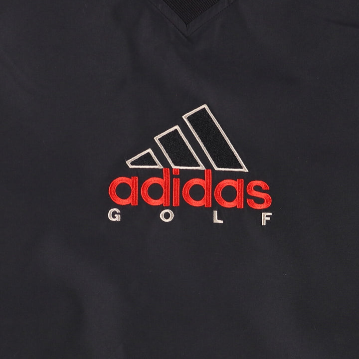 90'S Adidas Golf V-neck warm-up pullover, men's size L, vintage polyester black type Vintage Second Hand