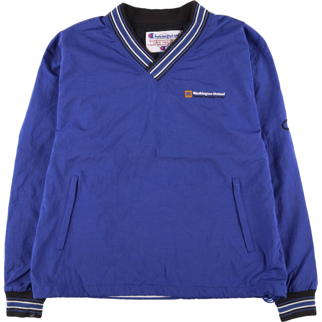 90'S Champion V-neck nylon pullover, men's size M, vintage Nylon blue type Vintage Second Hand