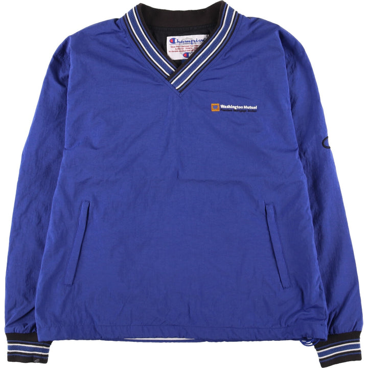 90'S Champion V-neck nylon pullover, men's size M, vintage Nylon blue type Vintage Second Hand