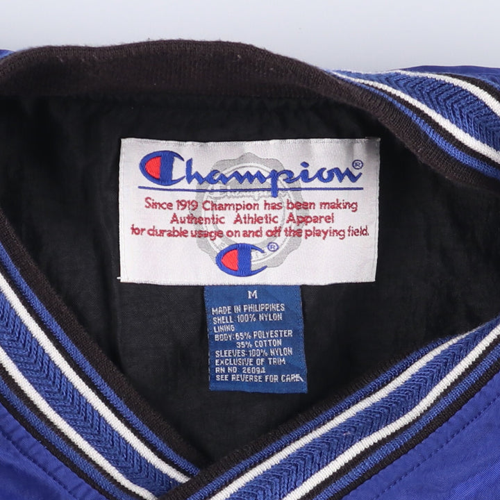 90'S Champion V-neck nylon pullover, men's size M, vintage Nylon blue type Vintage Second Hand