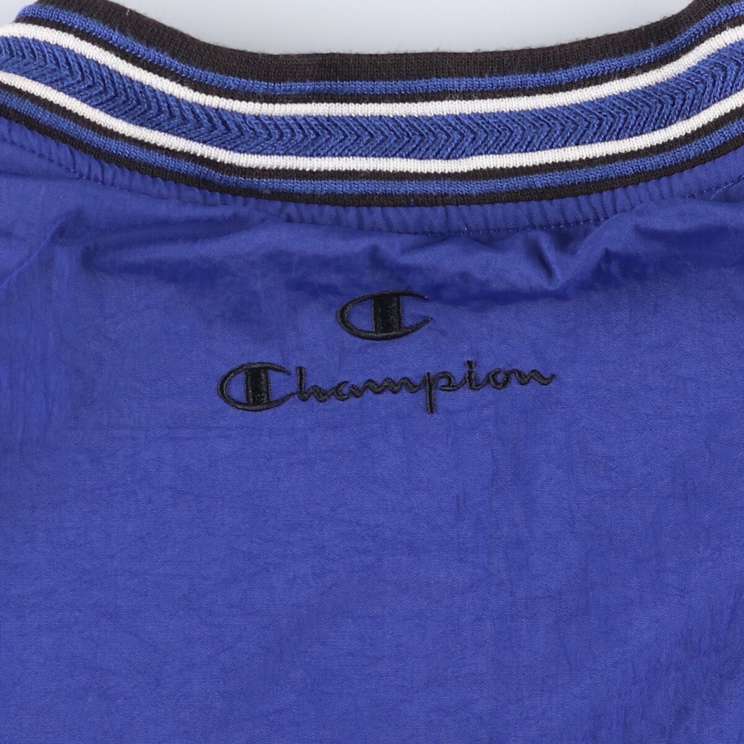 90'S Champion V-neck nylon pullover, men's size M, vintage Nylon blue type Vintage Second Hand