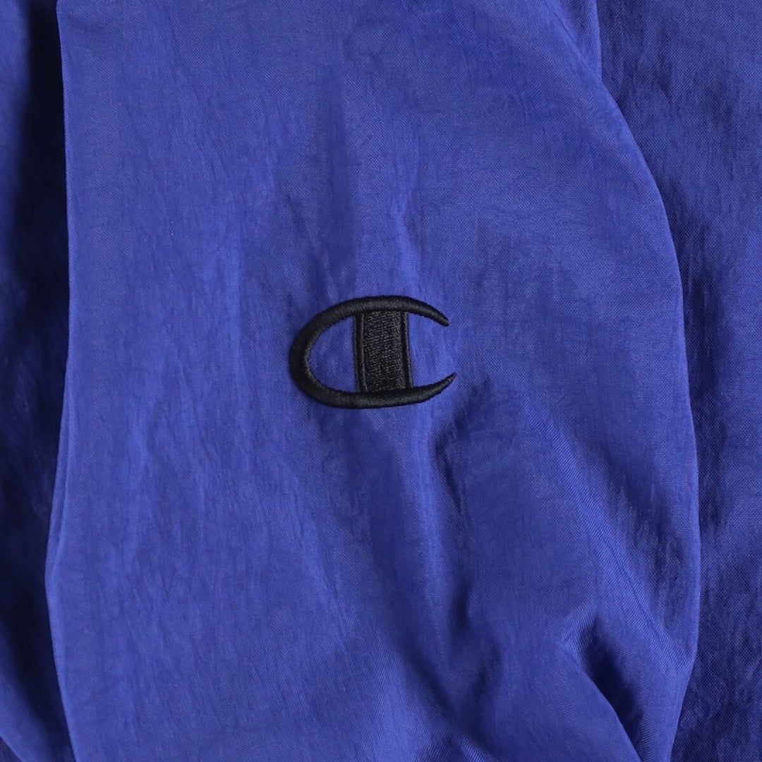90'S Champion V-neck nylon pullover, men's size M, vintage Nylon blue type Vintage Second Hand