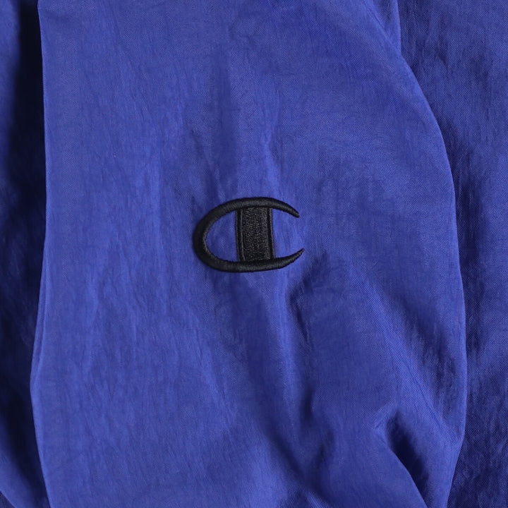 90'S Champion V-neck nylon pullover, men's size M, vintage Nylon blue type Vintage Second Hand
