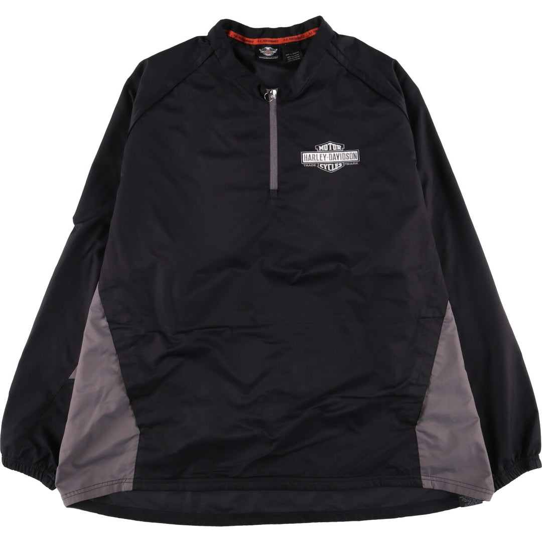 Big size Harley-Davidson half-zip warm-up pullover, men's XXXL equivalent polyester black type Vintage Second Hand