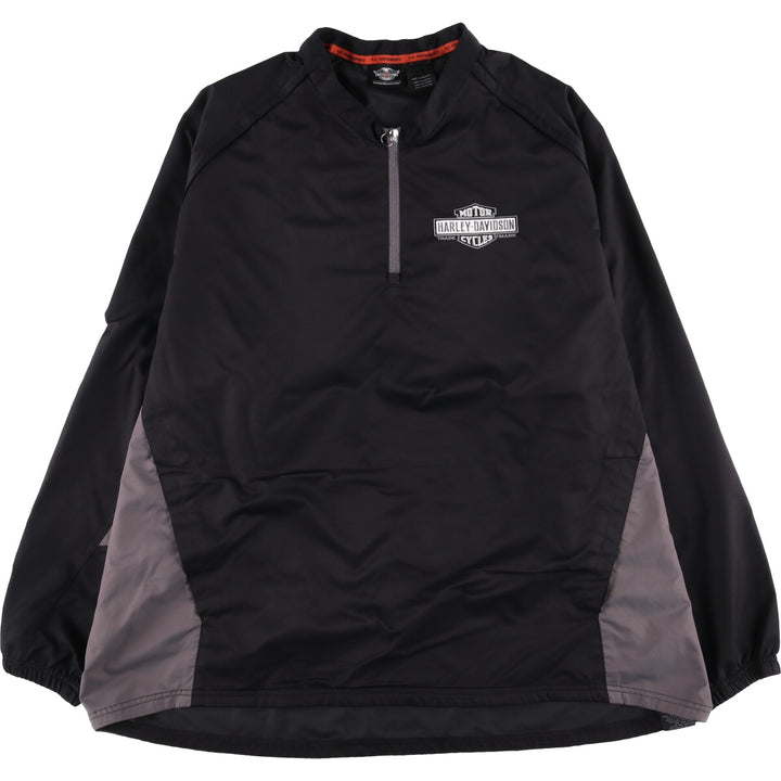 Big size Harley-Davidson half-zip warm-up pullover, men's XXXL equivalent polyester black type Vintage Second Hand