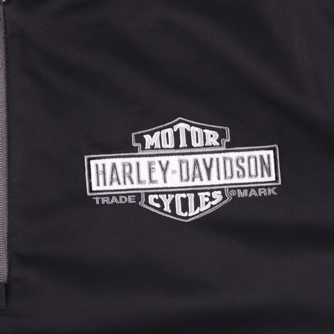 Big size Harley-Davidson half-zip warm-up pullover, men's XXXL equivalent polyester black type Vintage Second Hand