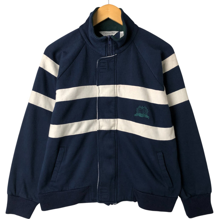 80s-90'S Christian Dior Full Zip Sweatshirt, Men's M Size Vintage Polyester (lining) navy blue type Vintage Second Hand