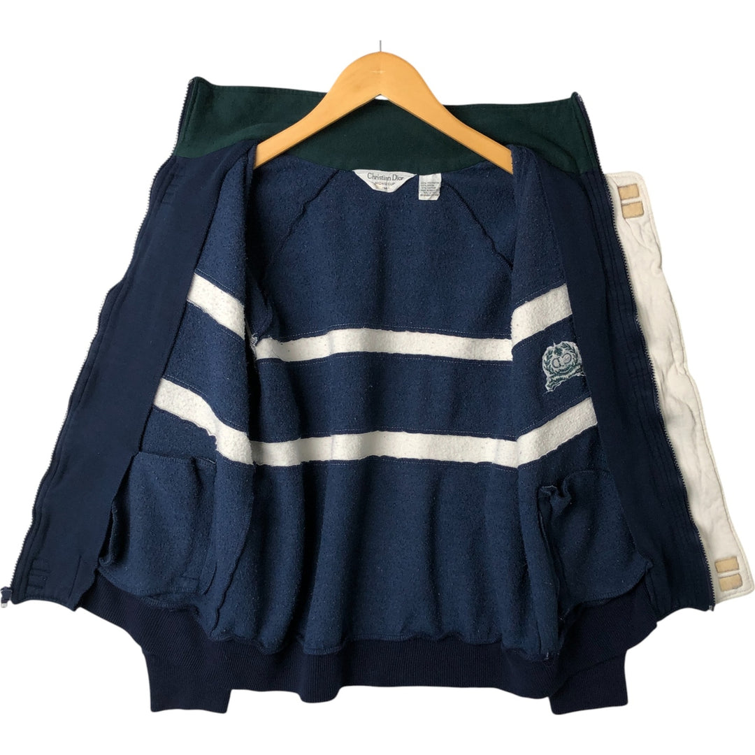 80s-90'S Christian Dior Full Zip Sweatshirt, Men's M Size Vintage Polyester (lining) navy blue type Vintage Second Hand