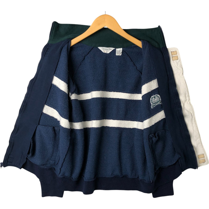 80s-90'S Christian Dior Full Zip Sweatshirt, Men's M Size Vintage Polyester (lining) navy blue type Vintage Second Hand