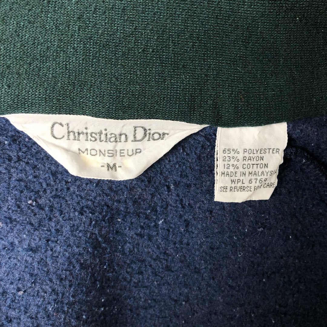 80s-90'S Christian Dior Full Zip Sweatshirt, Men's M Size Vintage Polyester (lining) navy blue type Vintage Second Hand