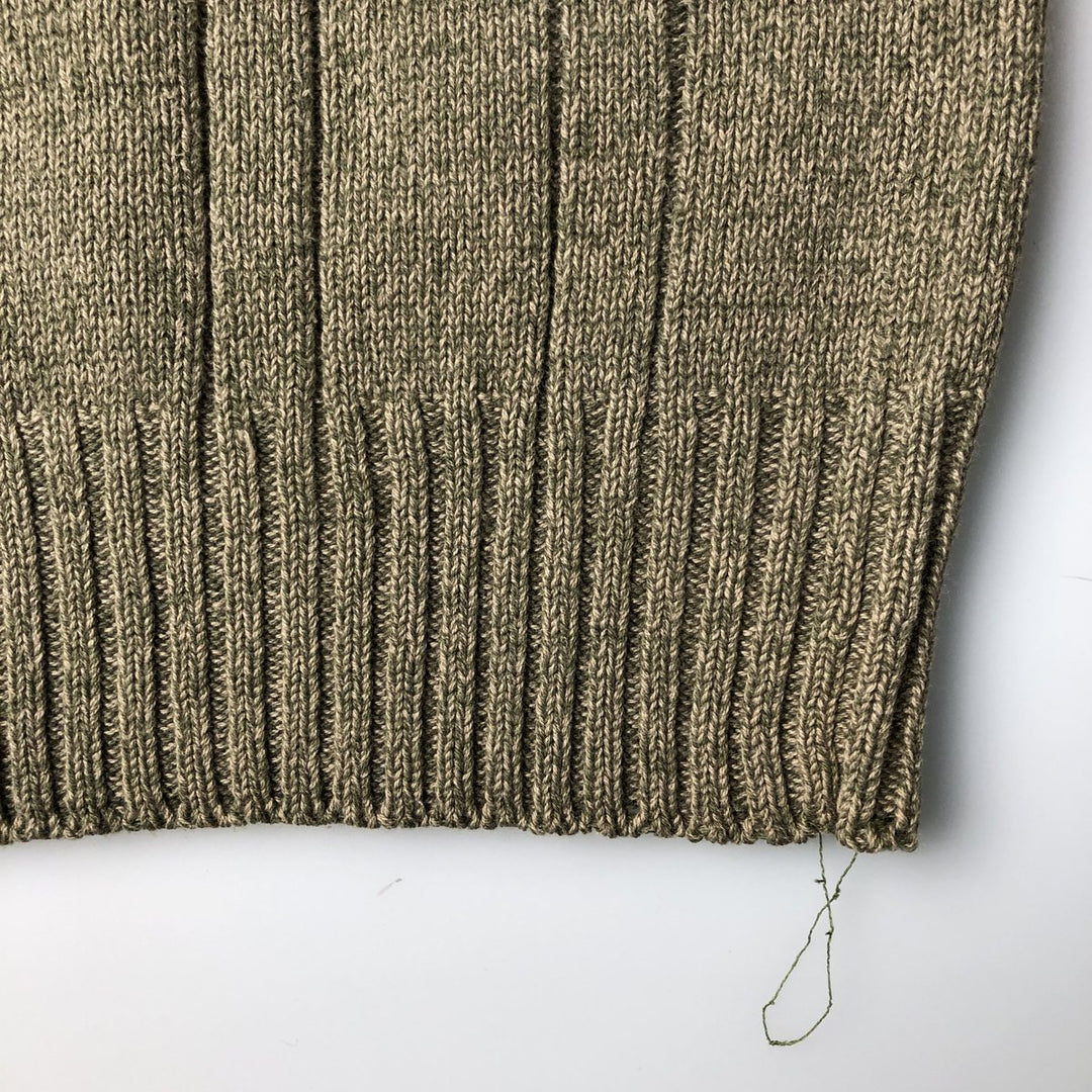 GEOFFREY BEENE Cable Knit Cotton Sweater, Men's Size L cotton Khaki type Vintage Second Hand